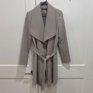 Lauren Ralph Lauren Crepe Taupe Wrap Coat